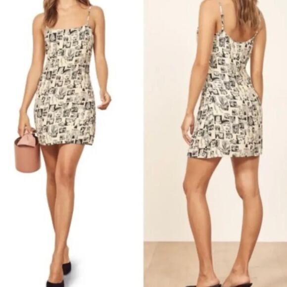 Reformation Lindsay Comic Print Mini Dress Size 0 NWT
